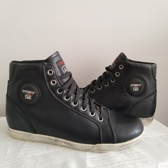 RARE TCX X-Street Motorcycle Leather Hi Top Sneaker Black Mens 7, Womens 8 - Picture 3 of 13